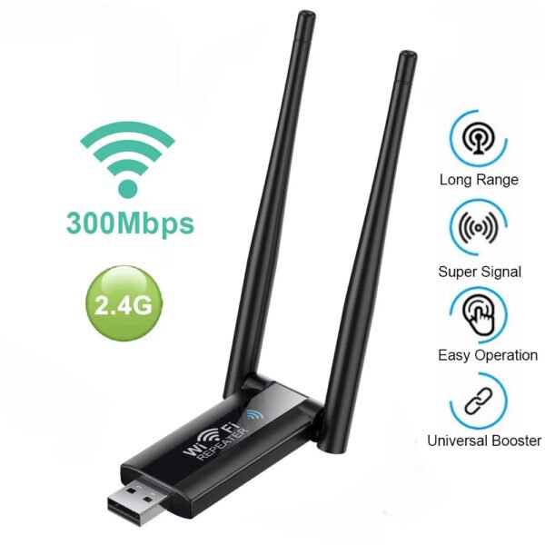 Répéteur WiFi sans fil USB 2.4G 300Mbps, routeur d'extension, amplificateur de Signal WiFi, Booster, Wi-Fi à distance, petit et pratique pour PC