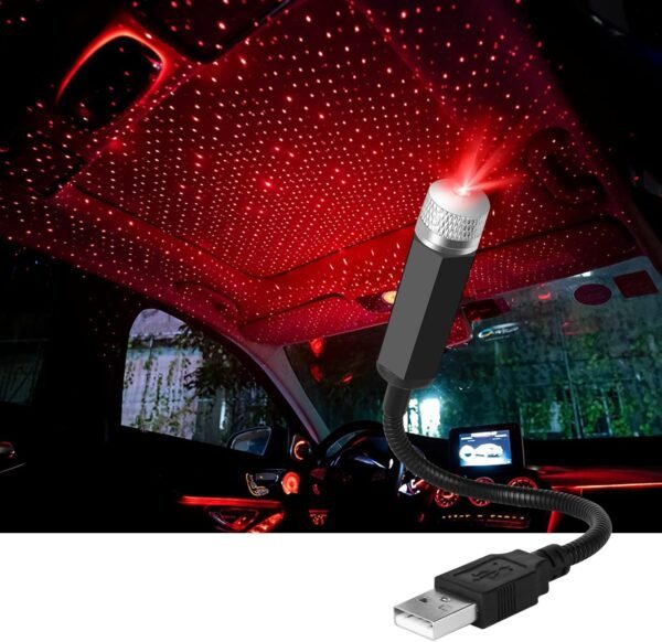 Lumière D'ambiance USB pour Voiture LED Projecteur Rouge Veilleuse Réglable Plusieurs Modes, Romantique Lumière pour Maison/Fête