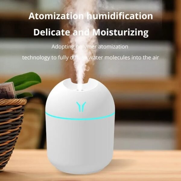 Mini humidificateur ultrasonique 250 ml Diffuseur d'huile aromatique USB avec veilleuse colorée pour la maison et la voiture